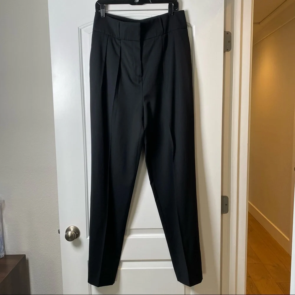 Yves Saint Laurent Black High Waist Pleat Detail Wool Pants - Picture 1 of 5